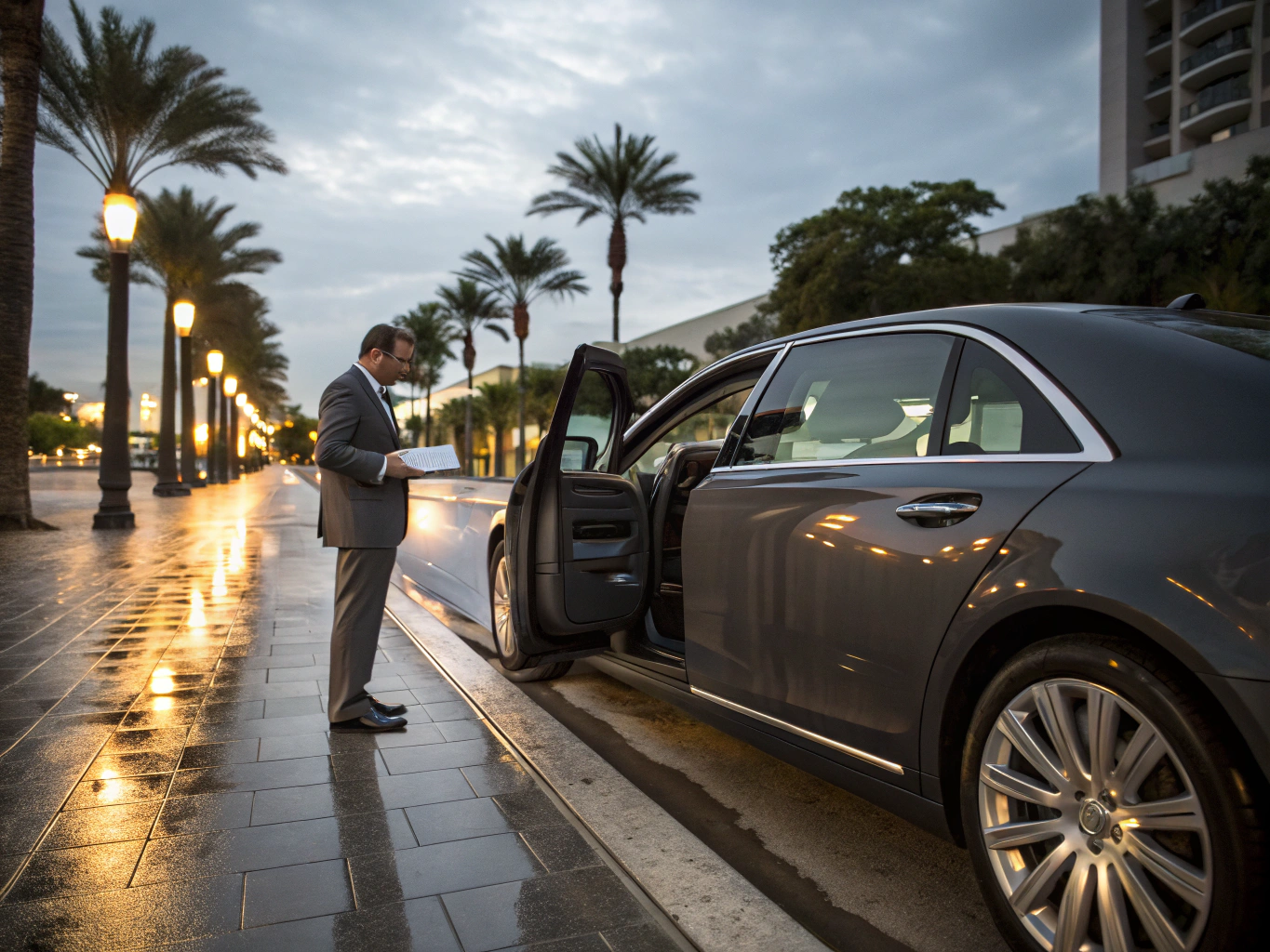 Professional ceramic window tint installation on luxury vehicle